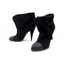 CHAUSSURES GIVENCHY BOTTINES A TALONS T40 DAIM NOIR BOUT CROCO LOW BOOTS 1250