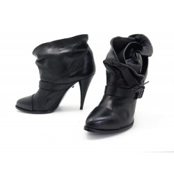 CHAUSSURES GIVENCHY BOTTINES A BOUCLES 40 EN CUIR NOIR BUCKLE LOW BOOTS 995€