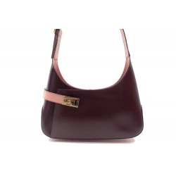 SAC A MAIN SALVATORE FERRAGAMO AQ-21 1346 CUIR VIOLET ROSE HAND BAG PURSE 1000€