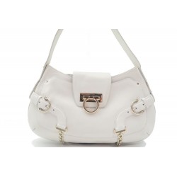 SAC A MAIN SALVATORE FERRAGAMO CUIR BLANC 