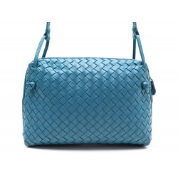 SAC BOTTEGA VENETA BANDOULIERE NODINI CUIR INTRECCIATO BLEU 