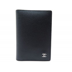 NEUF PORTE CARTES CHANEL A81932 EN CUIR GRAINE NOIR + POCHON BLACK WALLET 350€