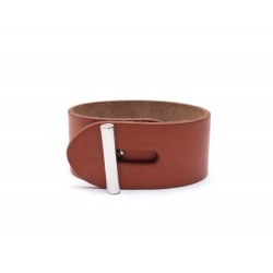 BRACELET HERMES DE FORCE XS 15 EN CUIR BARENIA & METAL ARGENTE + BOITE 340€