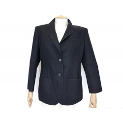 VESTE PRADA 2 BOUTONS 44 IT 40 FR EN LAINE & NYLON NOIR BLACK WOOL JACKET 1800€