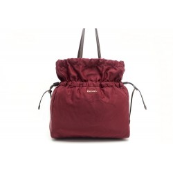 SAC A MAIN PRADA TOILE BORDEAUX CABAS BOURSE