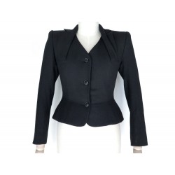 VESTE JOHN GALLIANO COURTE CINTREE T 36 S EN LAINE NOIR BLACK WOOL JACKET 765€