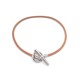 COLLIER HERMES GLENAN CORDON CUIR MARRON & ACIER PALLADIE BRACELET NECKLACE 295€