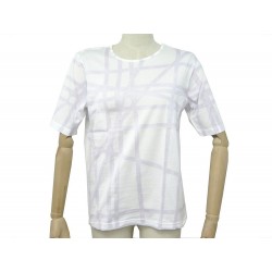 T-SHIRT MANCHES COURTES HERMES BOLDUC 42 L COTON BLANC VIOLET HAUT TOP 465€