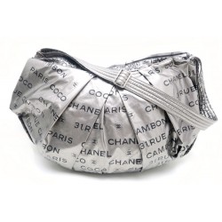 SAC A MAIN CHANEL TOILE GRIS METALLIQUE 