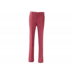 NEUF PANTALON HERMES SAINT GERMAIN DECOUPE T 42 M SUEDINE COTON FRAMBOISE 470€