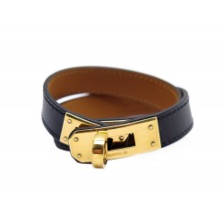 BRACELET KELLY DOUBLE TOUR CUIR NOIR XS 