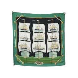 VINTAGE FOULARD HERMES GRAND LARGUE PERON 1979 CARRE 90 EN SOIE SILK SCARF 370€