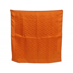 NEUF FOULARD HERMES GRAND H CARRE GAVROCHE 100% SOIE ORANGE + BOITE SCARF