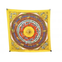 VINTAGE FOULARD HERMES ASTROLOGIE DIES ET HORE CARRE 90 SOIE JAUNE SCARF 370€