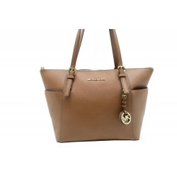 SAC A MAIN MICHAEL KORS JET SET TOP ZIP 30F2GTTT8L CABAS CUIR MARRON PURSE 275€