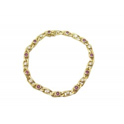 BRACELET EN OR JAUNE 18K 13.4 GR DIAMANTS 0.11CT RUBIS 0.88CT GOLD DIAMONDS RUBY