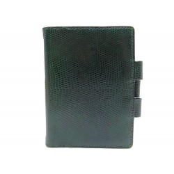 VINTAGE COUVERTURE AGENDA CARNET HERMES PM EN CUIR LEZARD VERT ELEVAGE 1000