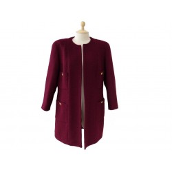 MANTEAU VESTE LONGUE CHANEL FEMME 40 42 M L EN TWEED LAINE BORDEAUX JACKET 5000