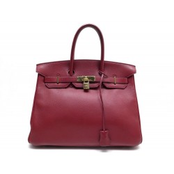 SAC A MAIN HERMES BIRKIN 35 EN CUIR TAURILLON CLEMENCE ROUGE & DORE 1997 HANDBAG