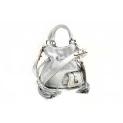 NEUF SAC A MAIN LANCEL PREMIER FLIRT PM BANDOULIERE EN CUIR ARGENTE PURSE 725€