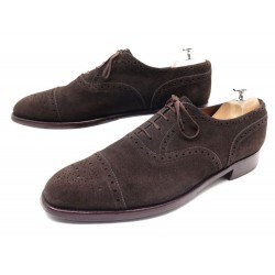 CHAUSSURES JM WESTON 310 RICHELIEU 10 44 EN DAIM MARRON BOUT FLEURI SHOES 760€