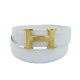 CEINTURE HERMES BOUCLE H DORE T 75 EN CUIR BLANC WHITE LEATHER BUCKLE BELT 635€