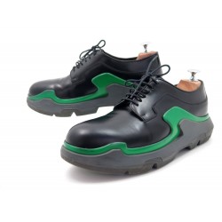 CHAUSSURES PRADA DERBY 2EG129 6 40 CUIR NOIR SEMELLES VERTE LEATHER SHOES 740€