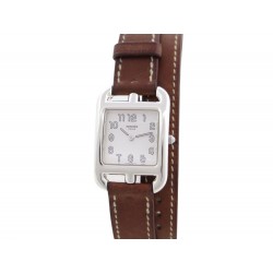 MONTRE HERMES CAP CODE PM CC1.250 23 MM QUARTZ ARGENT & CUIR MARRON WATCH 2350€