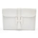 VINTAGE SAC A MAIN HERMES JIGE PM POCHETTE EN CUIR COURCHEVEL BLANC CLUTCH 2100€