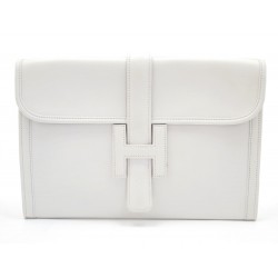 VINTAGE SAC A MAIN HERMES JIGE PM POCHETTE CUIR BLANC WHITE LEATHER CLUTCH 2000