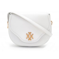 VINTAGE SAC A MAIN HERMES 20 CM CUIR BLANC METAL DORE WHITE LEATHER PURSE 2500