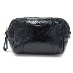 NEUF POCHETTE MONCLER TROUSSE DE TOILETTE EN CUIR DE SERPENT NOIR CLUTCH VANITY