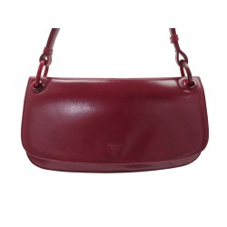 SAC A MAIN PRADA 30 CM POCHETTE EN CUIR ROUGE RED LEATHER HAND BAG PURSE 800€