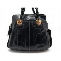 SAC A MAIN CHLOE 40 CM CUIR NOIR PORTE EPAULE BLACK LEATHER HAND BAG PURSE 1550€