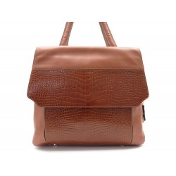 NEUF SAC A MAIN LE TANNEUR CUIR LISSE & FACON CROCO MARRON HAND BAG PURSE 580