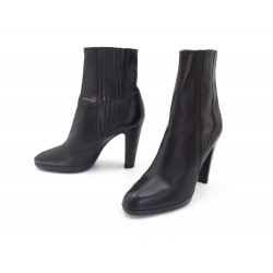 CHAUSSURES SERGIO ROSSI BOTTINES A TALONS 40 FR EN CUIR NOIR BOOTS SHOES 650