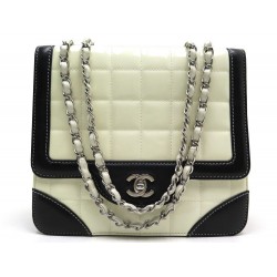 SAC A MAIN CHANEL TIMELESS CARRE BANDOULIERE CUIR MATELASSE VERNI ECRU BAG 3850€