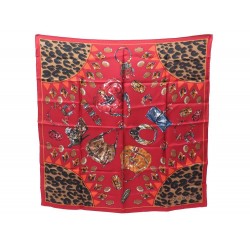 FOULARD LOUIS VUITTON CARRE 70 EN SOIE ROUGE + SAC SHOPPING RED SILK SCARF 330€