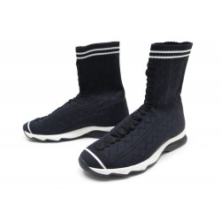 NEUF CHAUSSURES FENDI BASKETS MONTANTES 39 FACON CHAUSSETTES BLEU MARINE 650