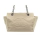 SAC A MAIN CHANEL CABAS LOGO CC EN CUIR MATELASSE TOILE BEIGE CANVAS BAG 2800€