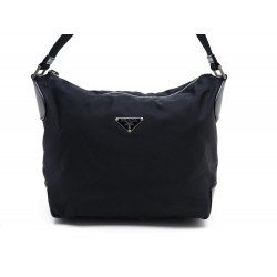 SAC A MAIN PRADA EN NYLON NOIR 23CM PORTE EPAULE BLACK CANVAS HANDBAG PURSE 790€