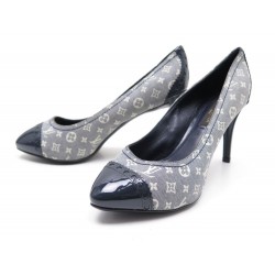 CHAUSSURES LOUIS VUITTON ESCARPINS T35 TOILE MONOGRAM BLEU BLUE COURT SHOES 520