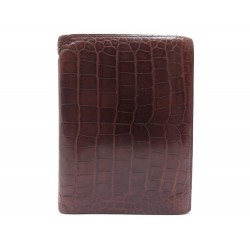  : PORTEFEUILLE HERMES CUIR DE CROCODILE POROSUS MARRON 