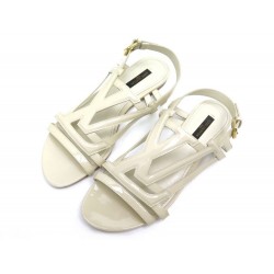 SANDALE VUITTON CUIR VERNI BLANC 