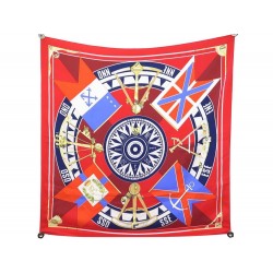 FOULARD HERMES SEXTANTS SOIE ROUGE 