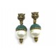 NEUF BOUCLES D OREILLES GUCCI FELIN 434710 EN METAL DORE FELINE EARRINGS 360€