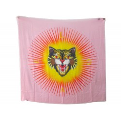 NEUF FOULARD CHALE GUCCI BLACK SUN 475895 MODAL & SOIE ROSE PINK SILK SCARF 300€