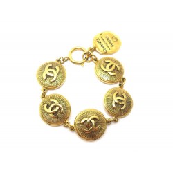 VINTAGE BRACELET CHANEL MEDAILLONS LOGO CC T19 EN METAL DORE GOLDEN JEWEL 890€