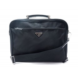 SAC A MAIN POCHETTE PRADA ORDINATEUR BANDOULIERE NYLON NOIR COMPUTER CASE 1400