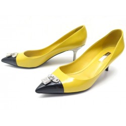 CHAUSSURES LOUIS VUITTON CHARLOTTE PUMP 39 ESCARPINS EN CUIR JAUNE CADENAS 590€